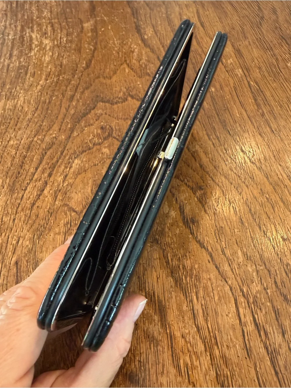 Buxton Black croc embossed Leather Clasp Wallet Organizer